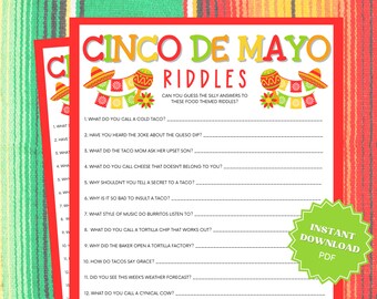 Jokes And Riddles Trivia Printable Cinco De Mayo Game, Group Games, Trivia Games, Cinco De Mayo Games For Kids, Cinco De Mayo Party