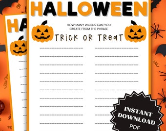 Word Game Halloween Game Printable, Halloween Games For Kids, Halloween Games for Nursing Homes, Halloween Printable Games, Words Games