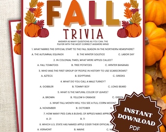 Trivia Printable Fall Games, Fall Games Printable, Fall Games For Office, Fall Game For Teens, Fall Games For Adults, Trivia Games
