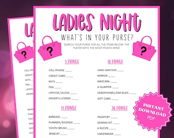 Whats In Your Purse Ladies Night Game, Ladies Night, Ladies Night Out, Girls Night Out, Ladies Night Games, Girls Night Games, Girls Weekend