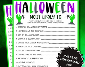 Most Likely To Halloween Game Printable, Halloween Games, How Well Do You Know, Halloween Games For Adults, Group Games, Family Party Game