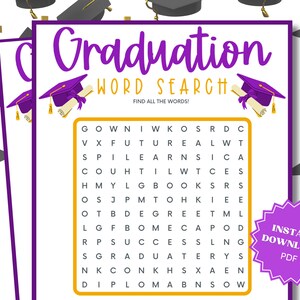 Word Search Graduation Party Printable Game, Graduation Games, Grad party Games, Graduation Game, Word Games, Word Search, Group Party Games