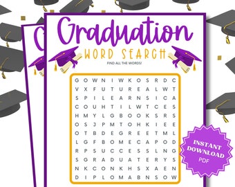 Word Search Graduation Party Printable Game, Graduation Games, Grad party Games, Graduation Game, Word Games, Word Search, Group Party Games