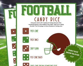 Candy Dice Super Bowl Party Kids Game, Family Party Game, Candy Dice Game, Group Games, Super Bowl Games, Super Bowl Game