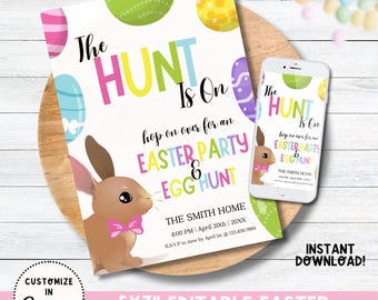 Easter Party Editable Easter Egg Hunt Invitation Template, Easter Egg Hunt Instant Download Invitation, Easter Egg Hunt Invitation