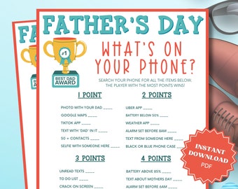 What's On Your Phone Father's Day Game, What's In Your Phone, Fathers Day Games, Fathers Day Games, Fathers Day Party, Fathers Day Activity