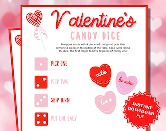 Valentine's Day Candy Dice Game, Candy Dice, Classroom Games, Valentines Game, Valentine Games Valentines Activity, Valentine Party Game