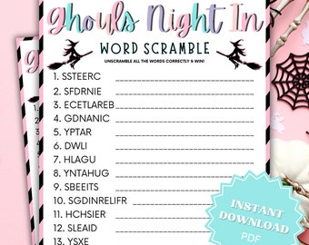 Ghouls Night In Word Scramble Printable Halloween Game, Ghouls Night Out, Moms Night Games, Ladies Night Games, Girls Night Games