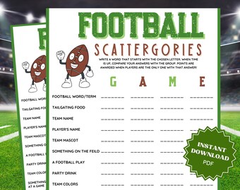 Football Scattergories Super Bowl Party Word Game, Super Bowl Games, Family Party Game, Group Games, Virtual Games, Classroom Games