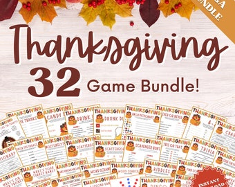 32 Thanksgiving Games Bundle, Thanksgiving Games For Kids, Thanksgiving Games For Adults, Thanksgiving Game Bundle, Thanksgiving Games