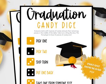 Candy Dice Graduation Party Game, Graduation Games, Grad Party Games, Graduation Game, Graduation Party Games, Grad Games, Candy Dice Game