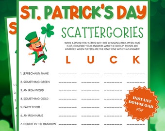 St. Patricks Day Scattergories Game, St Patricks Games, St Patricks Game, Scattergories, Word Games, Family Party Game, Classroom Games