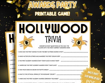 Oscars Party Trivia Game, Academy Awards, Academy Award Party, Oscar Party, Oscars Party Games, Trivia Games, Trivia Printable