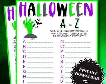 A-Z Halloween Word Game Printable, Halloween Games For Senior, Halloween Games for Kids, Halloween Games Printable, Halloween Games Download