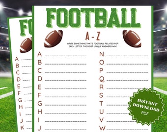 Football A-Z Super Bowl Party Word Game, Family Party Game, Group Games, Virtual Games, Super Bowl Games, Super Bowl Game, Word Games