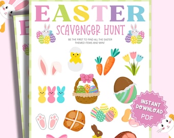 Easter Scavenger Hunt Printable Game for Kids, Easter Games For Kids, Fun Indoor Scavenger Hunt, Easter Activity, Easter Instant Download