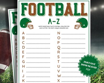 Football A-Z Super Bowl Party Word Game, Family Party Game, Group Games, Virtual Games, Super Bowl Games, Super Bowl Game, Word Games