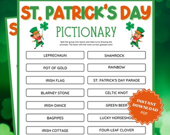 St Patricks Day Pictionary Game, St Patricks Games, St Patricks Game, Family Party Game, St Patricks Day Games for Kids, Pictionary Game