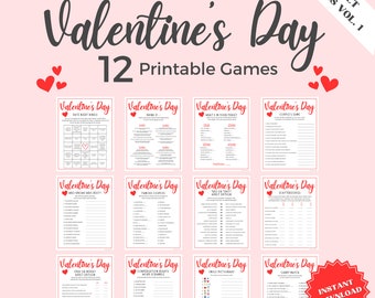 12 Valentines Game Bundle For Adults Vol. 1, Valentines, Valentines Day Games For Couples, Valentines Game Couple, Valentines Game Printable