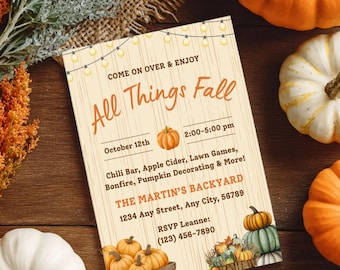 Editable Fall Party Invitation: Harvest, Halloween, Friendsgiving (Digital Download)