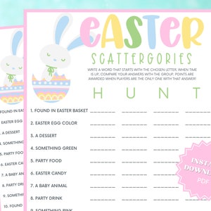 Scattergories Printable Easter Game, Easter Games for Kids, Printable Easter Games, Word Games, Easter Games Download, Family Party Game
