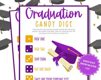Candy Dice Graduation Party Game, Graduation Games, Grad Party Games, Graduation Game, Graduation Party Games, Grad Games, Candy Dice Game
