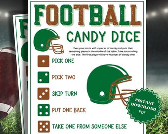 Candy Dice Super Bowl Party Kids Game, Family Party Game, Candy Dice Game, Group Games, Super Bowl Games, Super Bowl Game