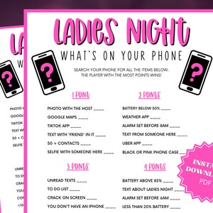 Whats On Your Phone Ladies Night Game, Ladies Night Out, Girls Night Out, Ladies Night Games, Girls Night Games, Whats In Your Phone