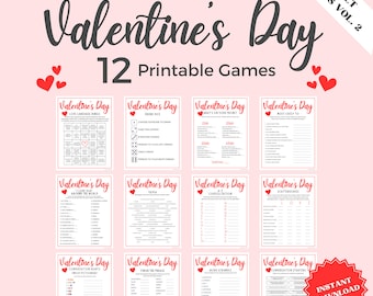 12 Valentines Game Bundle For Adults Vol. 2, Valentines Day Games For Couples, Valentines Game Couple, Valentines Game Printable
