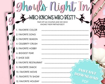 Ghouls Night In Who Knows Who Best Printable Halloween Game, Ghouls Night Out, Moms Night Games, Ladies Night Games, Girls Night Games