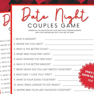 Date Night Couples Game, Couples Night, Couples Date Night, Couples Game Night, Date Night Games, Games For Couples, Couples Quiz