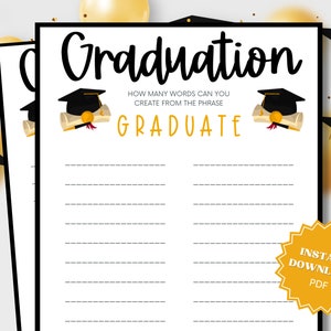 Printable Graduation Word Game: Party Activity (Digital Download)