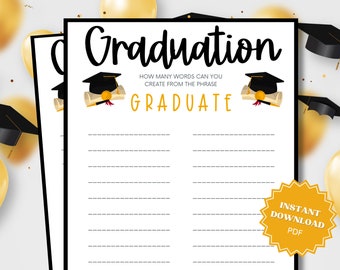Word Game Printable Graduation Party Game, Graduation Party Ideas, Graduation Games, Grad Party Games, Graduation Game, Word Games
