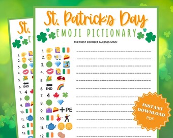 St Patricks Day Emoji Pictionary Game, St Patricks Games, St Patricks Game, Family Party Game, Emoji Game, Emoji Pictionary, Pictionary Game