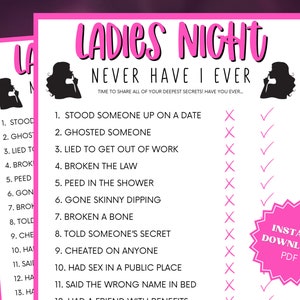 Ladies Night Never Have I Ever Game, Ladies Night, Ladies Night Games, Ladies Night Out, Girls Night Out, Girls Night Games, Ever or Never