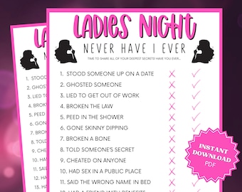 Ladies Night Never Have I Ever Game, Ladies Night, Ladies Night Games, Ladies Night Out, Girls Night Out, Girls Night Games, Ever or Never