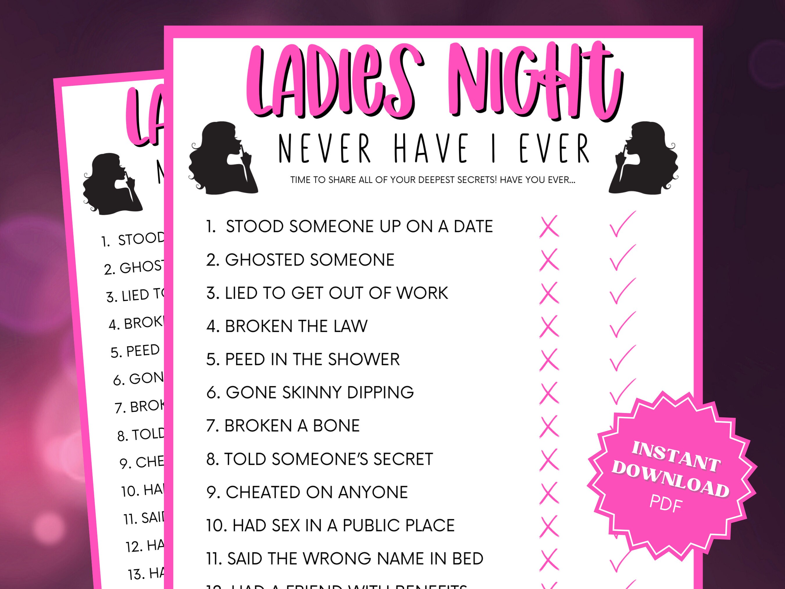 Ladies Night Never Have I Ever Game Ladies Night Ladies - Etsy