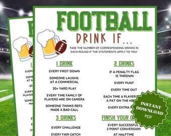 Drink If Super Bowl Party Adult Drinking Game, Drinking Card Games, Drinking Games, Beer Games, Bar Games, Adult party Game