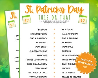 This Or That St Patricks Day Game, St Patricks Games, St Patricks Game, Family Party Games, Group Games, Would You Rather
