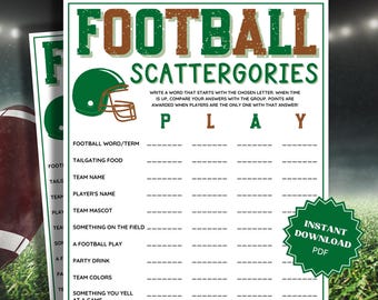 Football Scattergories Super Bowl Party Word Game, Super Bowl Games, Family Party Game, Group Games, Virtual Games, Kids Word Search