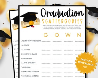 Scattergories Printable Graduation Game, Word Games, Graduation Games, Grad Party Games, Graduation Game, Graduation Party Games