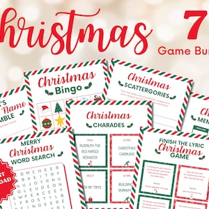 Christmas Game Bundle, Christmas Bingo, Finish The Lyric, Christmas Family Game Night, Christmas Scattergories, Christmas Activities