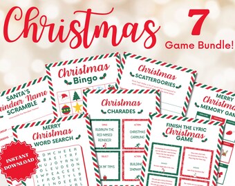 Christmas Game Bundle, Christmas Bingo, Finish The Lyric, Christmas Family Game Night, Christmas Scattergories, Christmas Activities
