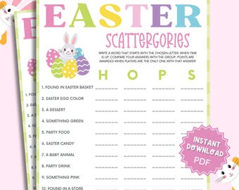 Scattergories Easter Game Printable, Family Fun Activity, Kids Easter Game, Printable Game for All Ages, Easter Games Download