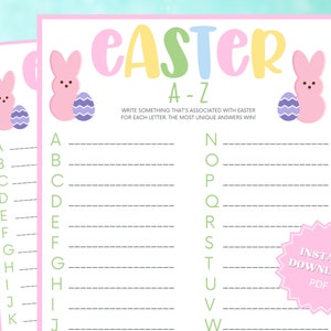 Easter A-Z Word Game, Easter Games for Kids, Printable Easter Games, Word Games, Group Games, Family Party Game, Easter Game Download