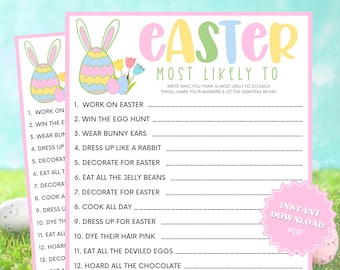 Most Likely To Printable Easter Game, Printable Easter Games, Easter Game Download, Easter Games Printable, Group Games, Family Party Game
