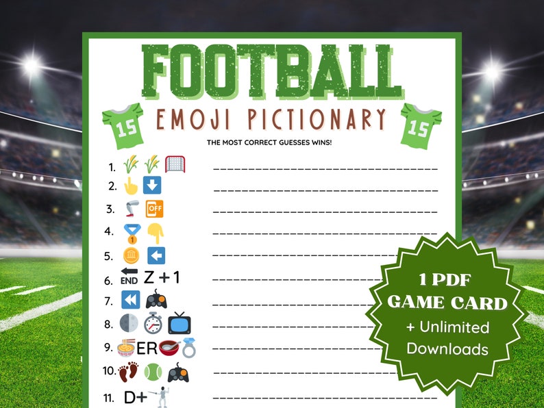 Emoji Pictionary Super Bowl Party Game Super Bowl Games Etsy