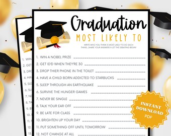 Most Likely To Printable Graduation Party Game, Graduation Games, Grad Party Games, Graduation Game, How Well Do You Know, Group Party Games