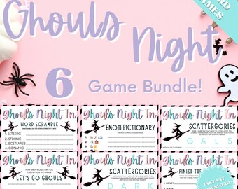 Ghouls Night In 6 Game Bundle, Ghouls Night Out, Moms Night Games, Ladies Night Games, Girls Night Games, Halloween Game Bundle, Word Games
