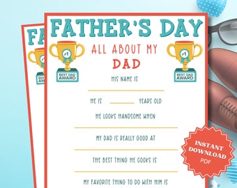 All About My Dad Father's Day Activity, Father's Day Game, Fathers Day Games, Father's Day Ideas , Fathers Day Party, Fathers Day Ideas
